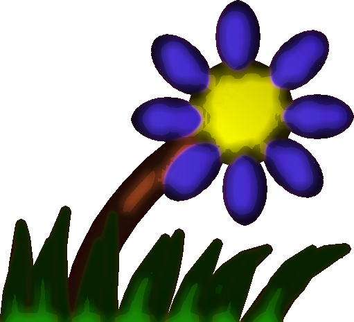 Purple and yellow flower sprite in grass