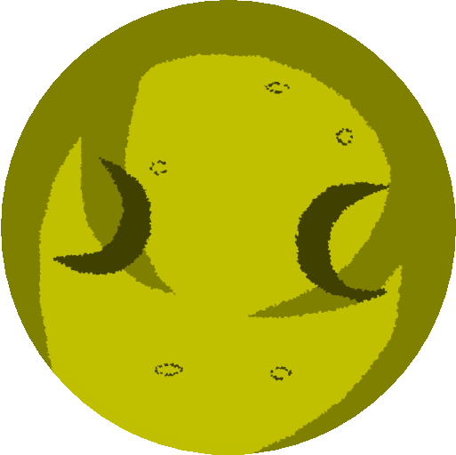 A bright yellow cartoonised moon sprite