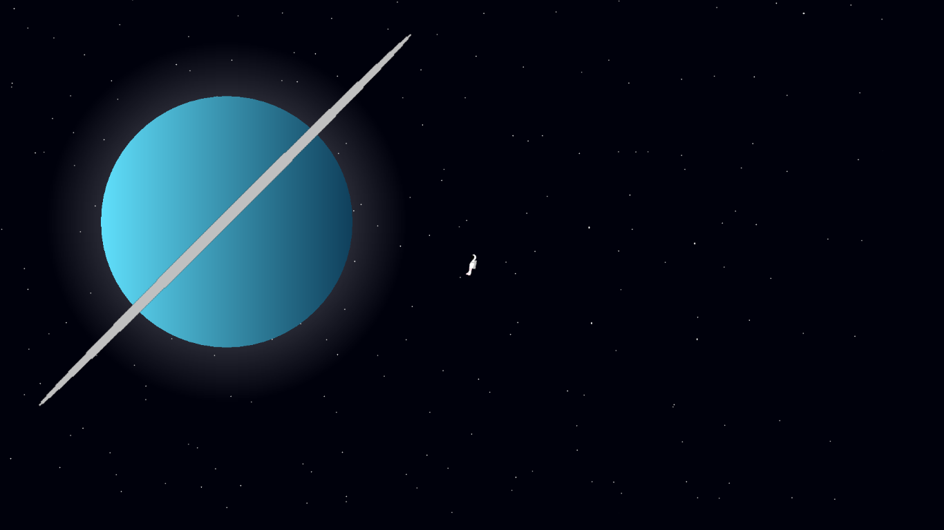 Uranus, astronaut circling around it